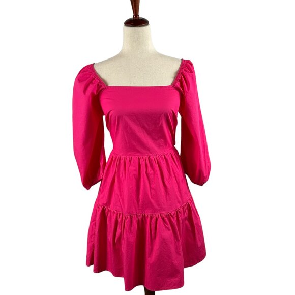 NWOT Adelyn Rae Pink Fuschia Sandi Poplin Tie-Back Mini Dress Size Small - Picture 3 of 11